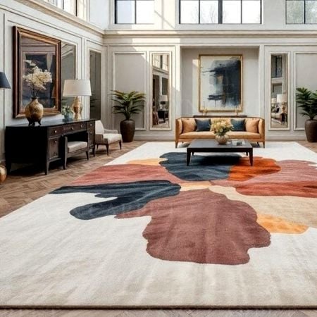 Handcrafted Abstract Earth Tone Modern Living Rug